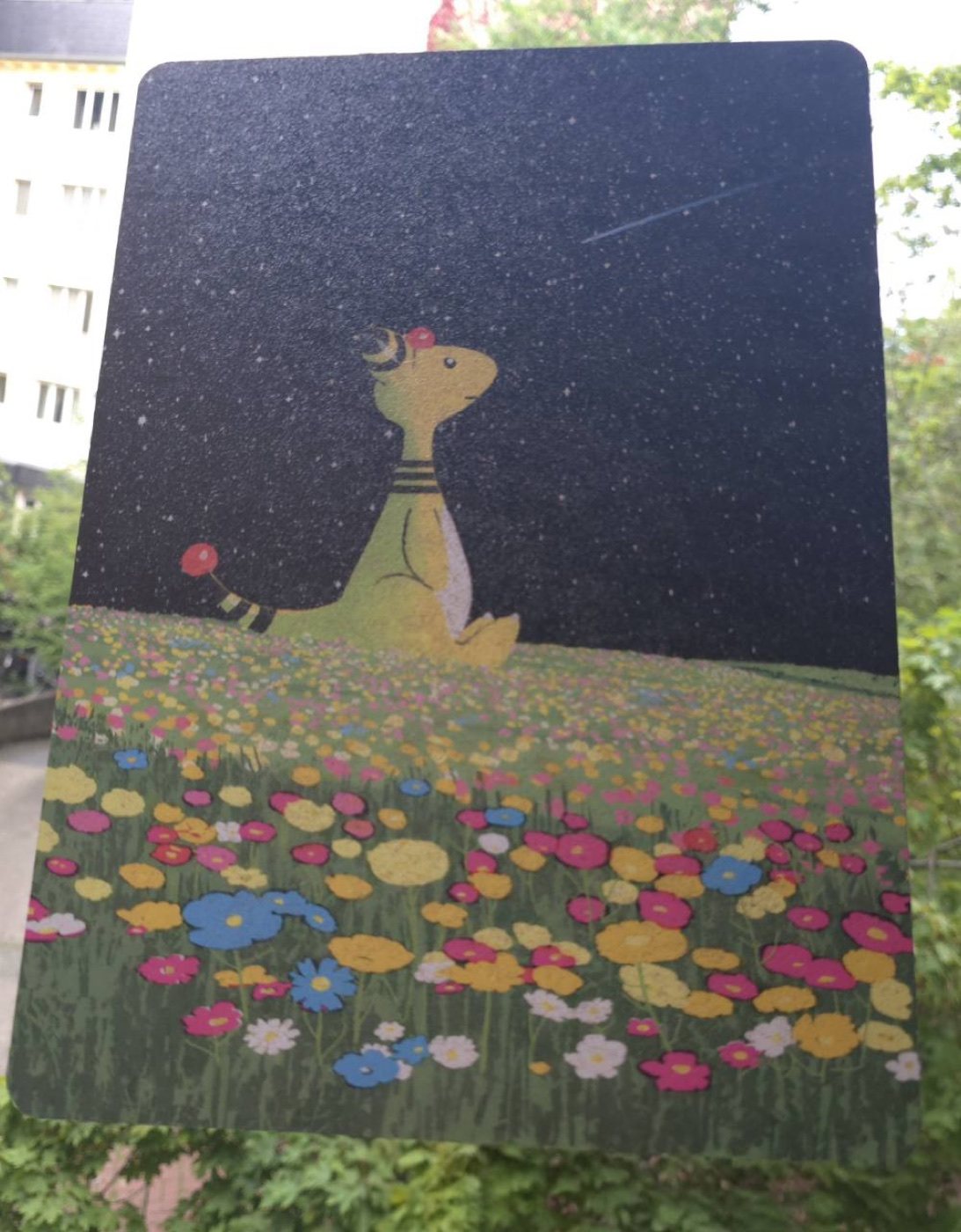 Night scene with flowers UV printed onto a rigid panel