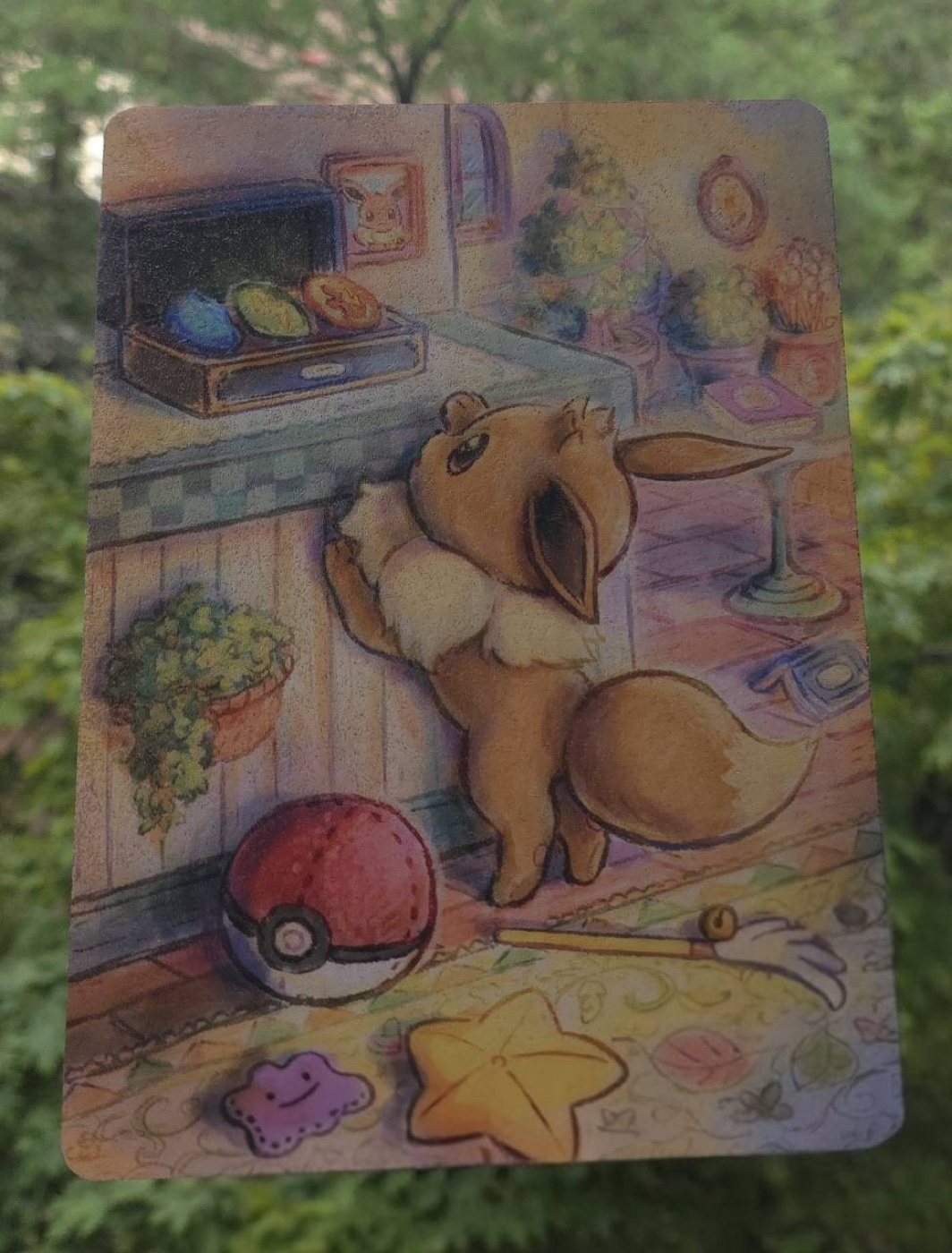 Warm-toned illustrated character scene UV printed onto a panel