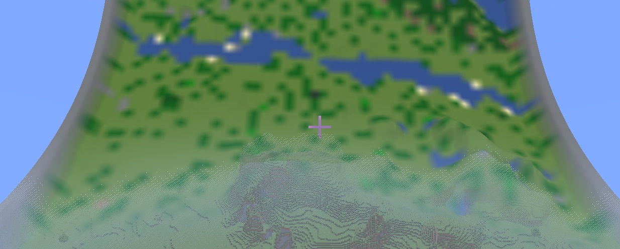 A distant terrain atlas map bends around the far side of a RingWorld valley